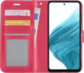 Hoes Geschikt voor Samsung A53 Hoesje Book Case Hoes Flip Cover Wallet Bookcase - Donkerroze