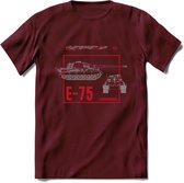 E75 leger T-Shirt | Unisex Army Tank Kleding | Dames / Heren Tanks ww2 shirt | Blueprint | Grappig bouwpakket Cadeau - Burgundy - M