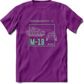 M18 Hellcat leger T-Shirt | Unisex Army Tank Kleding | Dames / Heren Tanks ww2 shirt | Blueprint | Grappig bouwpakket Cadeau - Paars - M