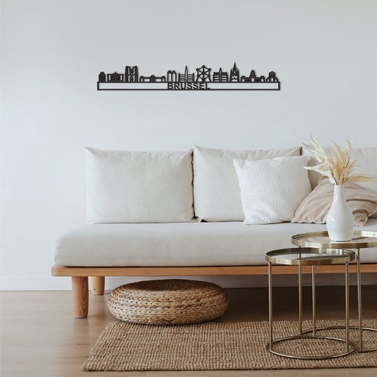 Skyline Brussel Zwart Mdf 90 Cm Wanddecoratie Voor Aan De Muur Brussel City Shapes