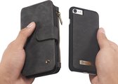 CaseMe - Telefoonhoesje geschikt voor iPhone SE 2022 - Wallet Book Case met Ritssluiting - Zwart