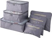 6x Packing cubes backpack grijs - Koffer organizer - Bagage organiser - Travel compression - Reisset kleding