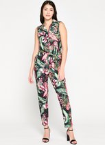 LOLALIZA Jumpsuit met tropische print - Zwart - Maat 40