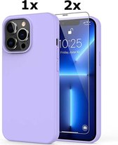 Coque iPhone 13 Pro Max Soft Nano Silicone Gel Lilas Violet Avec 2X Protecteur D'écran En Verres