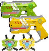 Light Battle Connect Pistolets laser Jaune/Vert + 2 Connect Cardigans - Laserguns avec fonction anti-triche unique - Lasergame pour 2 joueurs