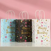 Decopatent® 12 STUKS MIX Happy Birthday Traktatie Uitdeel papieren zakjes met Handvat - Verjaardag - Tasjes voor Uitdeelcadeautjes - Kinderfeestje