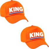 4x stuks king pet / cap oranje - Koningsdag/ EK/ WK - Holland supporter petje / baseball cap