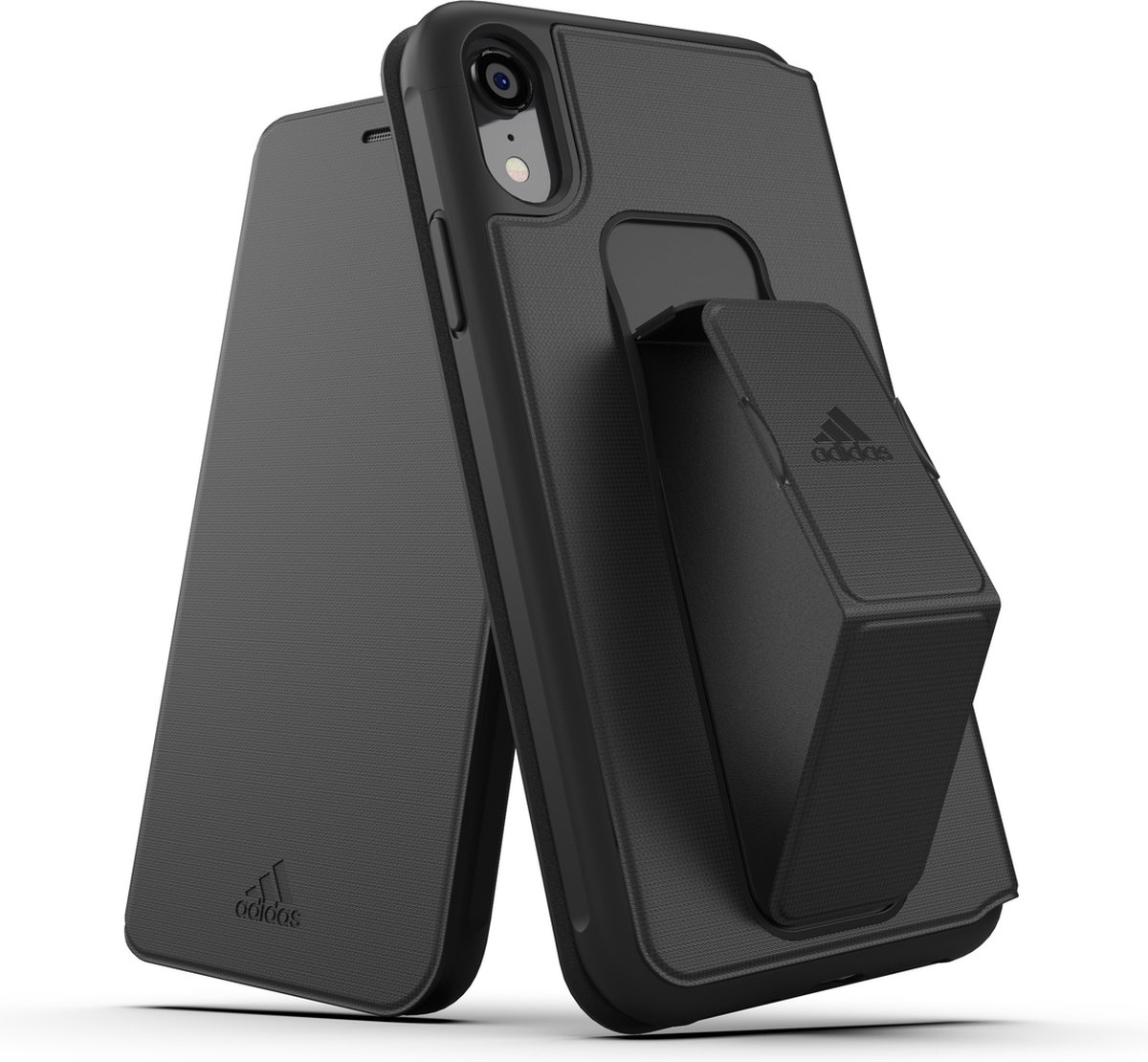 adidas Folio Grip Case TPU en kunstleer hoesje voor iPhone XR - zwart