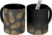 Magische Mok - Foto op Warmte Mokken - Koffiemok - Ananas - Goud - Luxe - Patronen - Magic Mok - Beker - 350 ML - Theemok