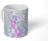 Mok - Abstract - Marmer print - Patronen - Zilver - Mokken - 350 ML - Beker - Uitdeelcadeautjes