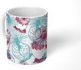 Mok - Koffiemok - Cactus - Blauw - Patronen - Mokken - 350 ML - Beker - Koffiemokken - Theemok
