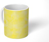 Mok - Patronen - Waterverf - Geel - Marmer print - Mokken - 350 ML - Beker - Uitdeelcadeautjes