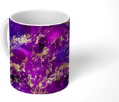 Mok - Marmer print - Goud - Paars - Patroon - Mokken - 350 ML - Beker - Uitdeelcadeautjes