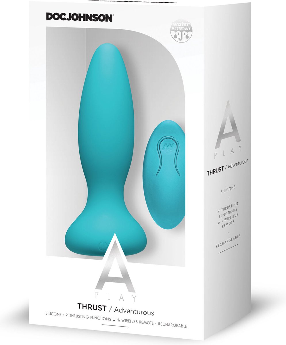 Goedkoopste Thrust Adventurous Stotende Buttplug - Turquoise