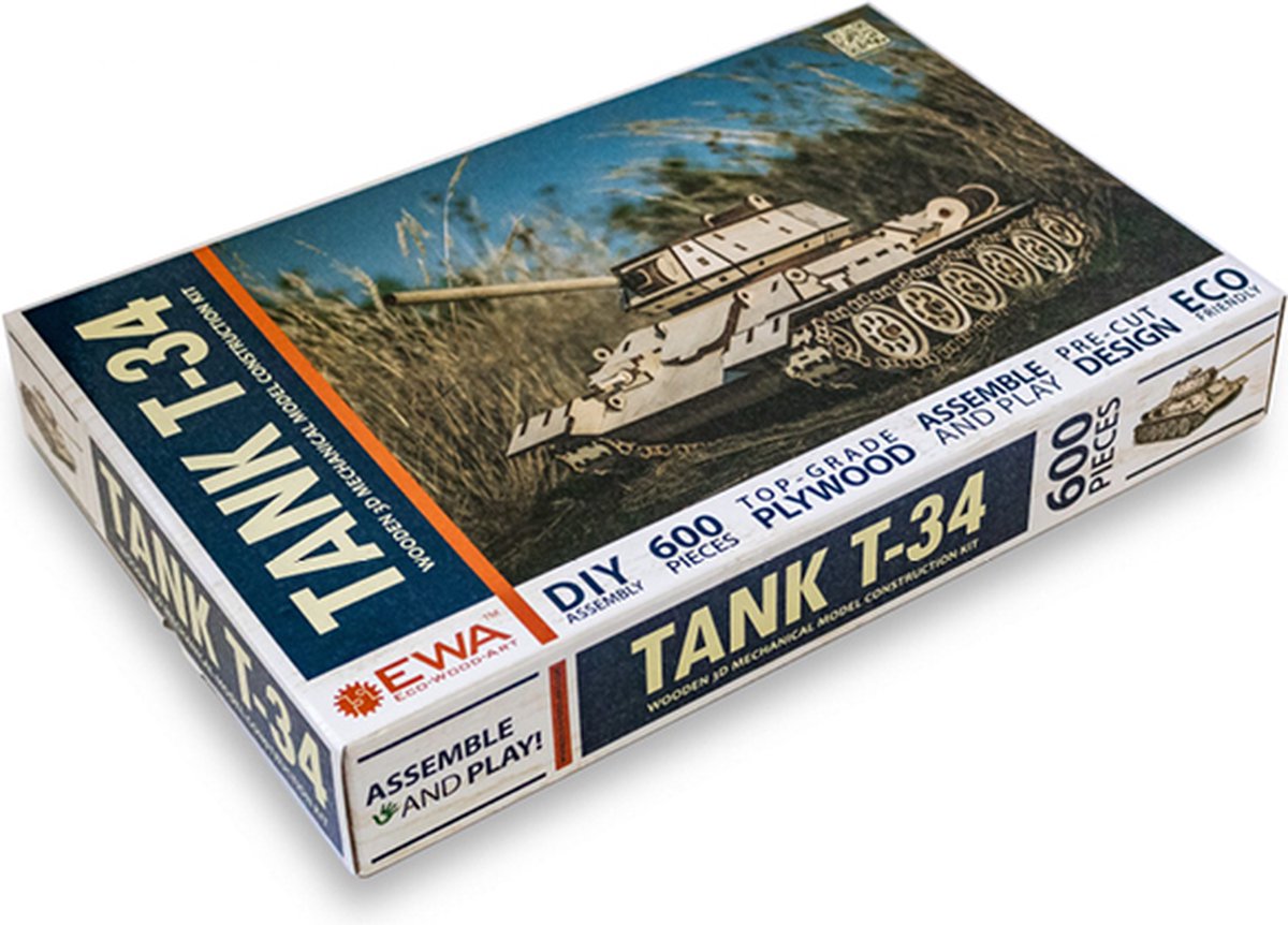 Eco-Wood-Art Tank T-34 - Houten Modelbouw