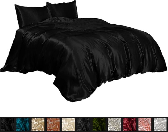Satijn Dekbedovertrek - Zwart - 240x220 Litalente - Silk Dekbedovertrek - Glans Satijn