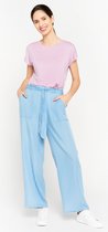 LOLALIZA Wijde tencel broek - Licht Blauw - Maat 48