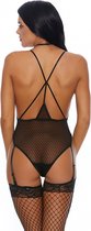 Provocative Vixen Teddy with Garter Straps - Black - Maat M - Lingerie For Her