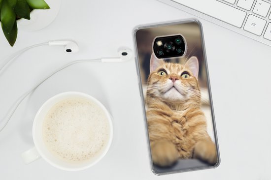 Coque Xiaomi Poco X3 Pro - Chat - Canapé - Oranje - Coque de téléphone en Siliconen
