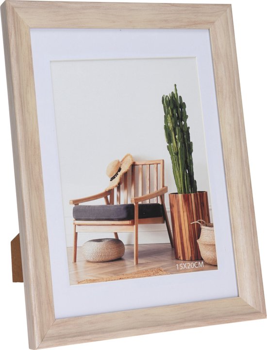 Home & Styling Fotolijst - hout look - kunststof - geschikt voor foto van 15x20cm - fotolijstje