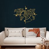 Wanddecoratie | Geometrische Wereldkaart / Geometric World Map  decor | Metal - Wall Art | Muurdecoratie | Woonkamer |Gouden| 117x91cm