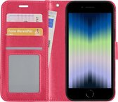 Hoes voor iPhone SE 2022 Hoes Bookcase - Hoes voor iPhone SE 2022 Book Cover - Donker Roze