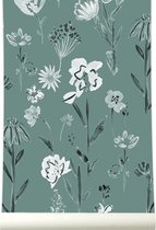 Roomblush - Behang Ray of Flower - Lichtgroen - Vliesbehang - 200cm x 285cm
