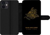 Bookcase Geschikt voor iPhone 12 telefoonhoesje - Zuid-Holland - Black and gold - Plattegrond - Met vakjes - Wallet case met magneetsluiting - Stadskaart