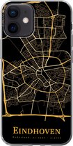 Geschikt voor iPhone 12 hoesje - Eindhoven - Stadskaart - Goud - Siliconen Telefoonhoesje