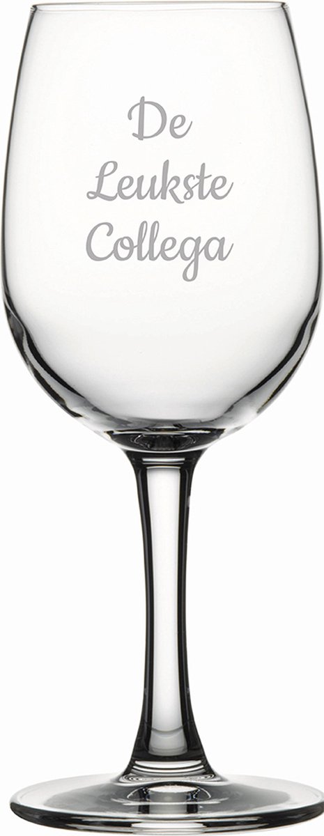 Gegraveerde witte wijnglas 26cl De Leukste Collega