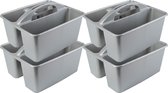 Set de 4 boîtes de rangement grises/panier de rangement 6 litres plastique - 31 x 26,5 x 18 cm - Bacs de rangement pour produits de nettoyage
