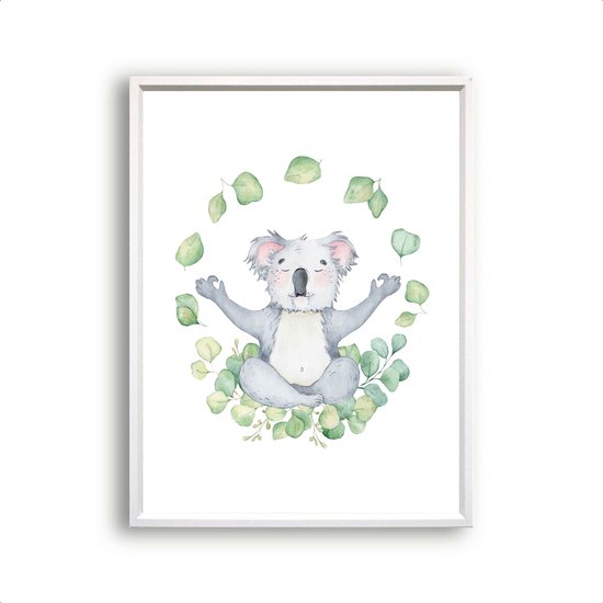 Postercity - Design Canvas Poster Yoga Koala Namaste / Kinderkamer / Dieren Poster / Babykamer - Kinderposter / Babyshower Cadeau / Muurdecoratie / 40 x 30cm / A3