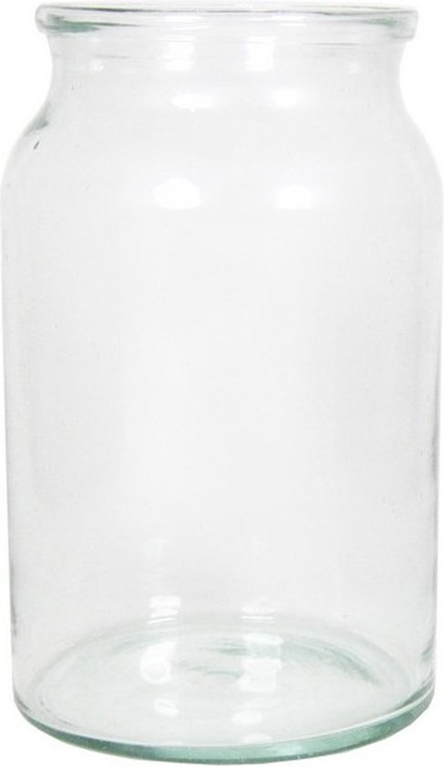 Glazen melkbus bloemen vaas/vazen smalle hals 14.5 x 23 cm - Transparante bloemenvazen van glas