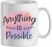 Anything is possible' roze| Cadeau| cadeau voor haar| cadeau voor hem | Beker 31 CL