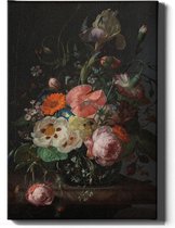 Walljar - Ruysh - Stilleven met Bloemen op Marmeren Tafelblad - Muurdecoratie - Canvas schilderij