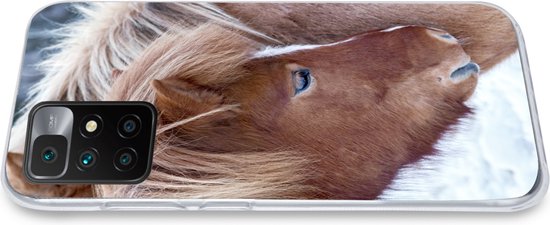 Coque Xiaomi Redmi 10 - Paarden - Poulain - Neige - Coque de téléphone en Siliconen
