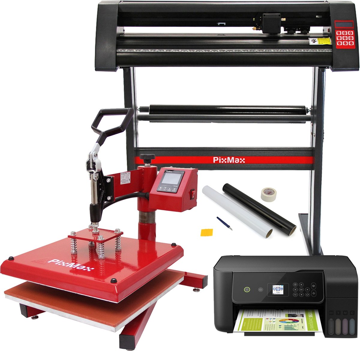 PixMax - 38cm Transferpers - inclusief Snijplotter - hittepers - heat press machine