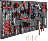 Luxiqo® Gereedschap Ophangbord – Workshopmuur – Gereedschapswand – Geperforeerde Muur – Inclusief Haak Set – Wandrek Gereedschapsbord – Zwart – 120 x 60 x 2 cm