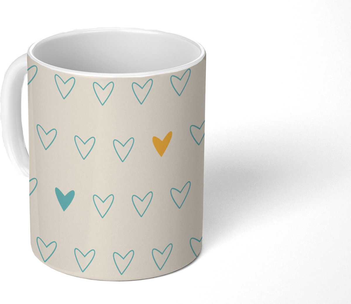 Mok - Koffiemok - Minimalisme - Patroon - Baby - Hart - Mokken - 350 ML - Beker - Koffiemokken - Theemok