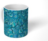 Mok - Koffiemok - Design - Vintage - Blauw - Turquoise - Mokken - 350 ML - Beker - Koffiemokken - Theemok