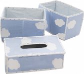 opbergmandenset Little Clouds 20 cm polyester blauw