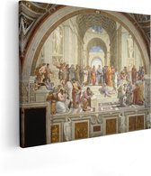 Artaza Canvas Schilderij De School van Athene - Rafaël - 100x80 - Groot - Kunst - Wanddecoratie Woonkamer