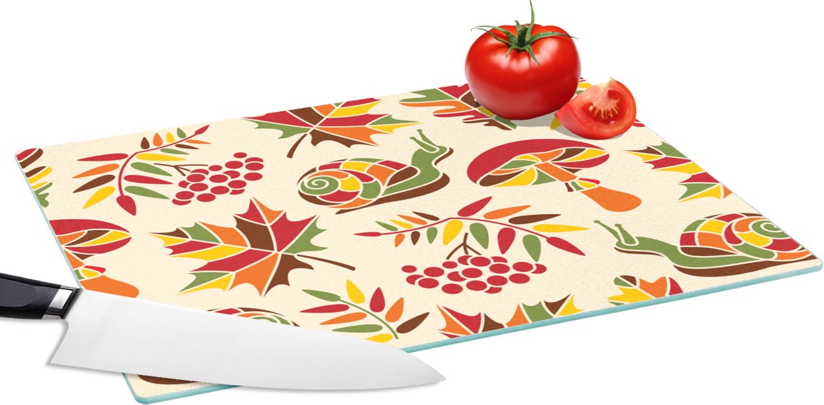 Glazen Snijplank - 39x28 - Herfst - Slakken - Patroon - Snijplanken Glas