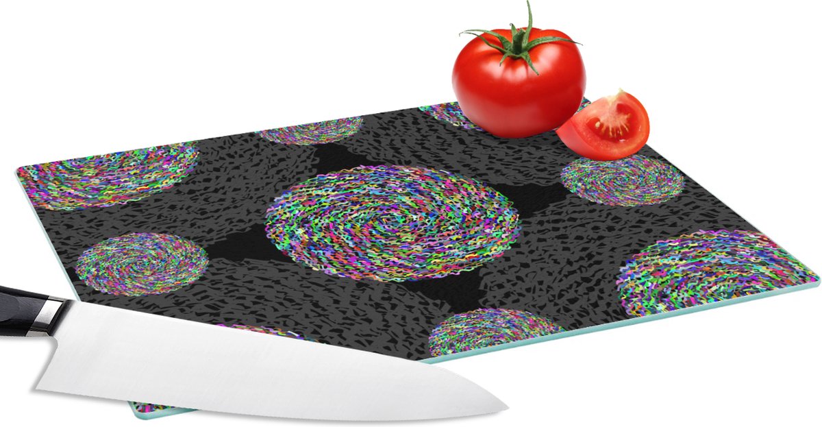 Glazen Snijplank - 28x20 - Regenboog - Design - Cirkel - Patronen - Snijplanken Glas