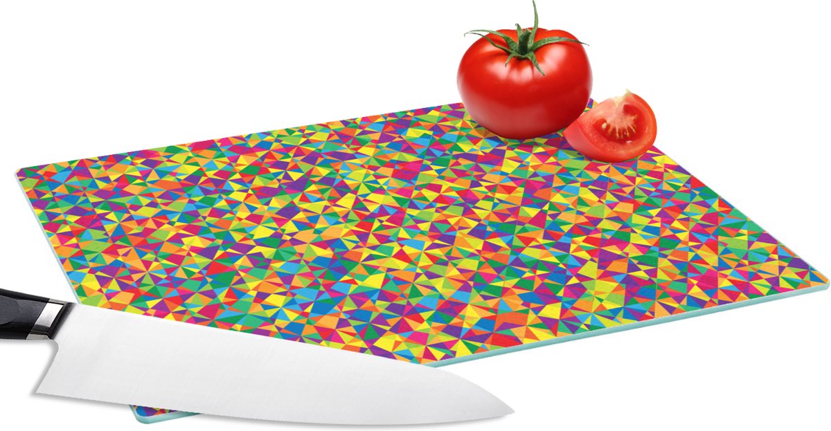 Glazen Snijplank - 28x20 - Patronen - Kleuren - Regenboog - Abstract - Snijplanken Glas