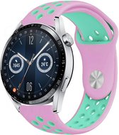 Siliconen Smartwatch bandje - Geschikt voor  Huawei Watch GT 3 46mm sport band - roze/aqua - 46mm - Strap-it Horlogeband / Polsband / Armband
