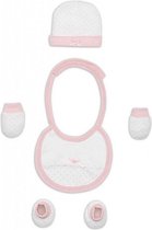 babyaccessoires Newborn katoen wit/roze 4-delig