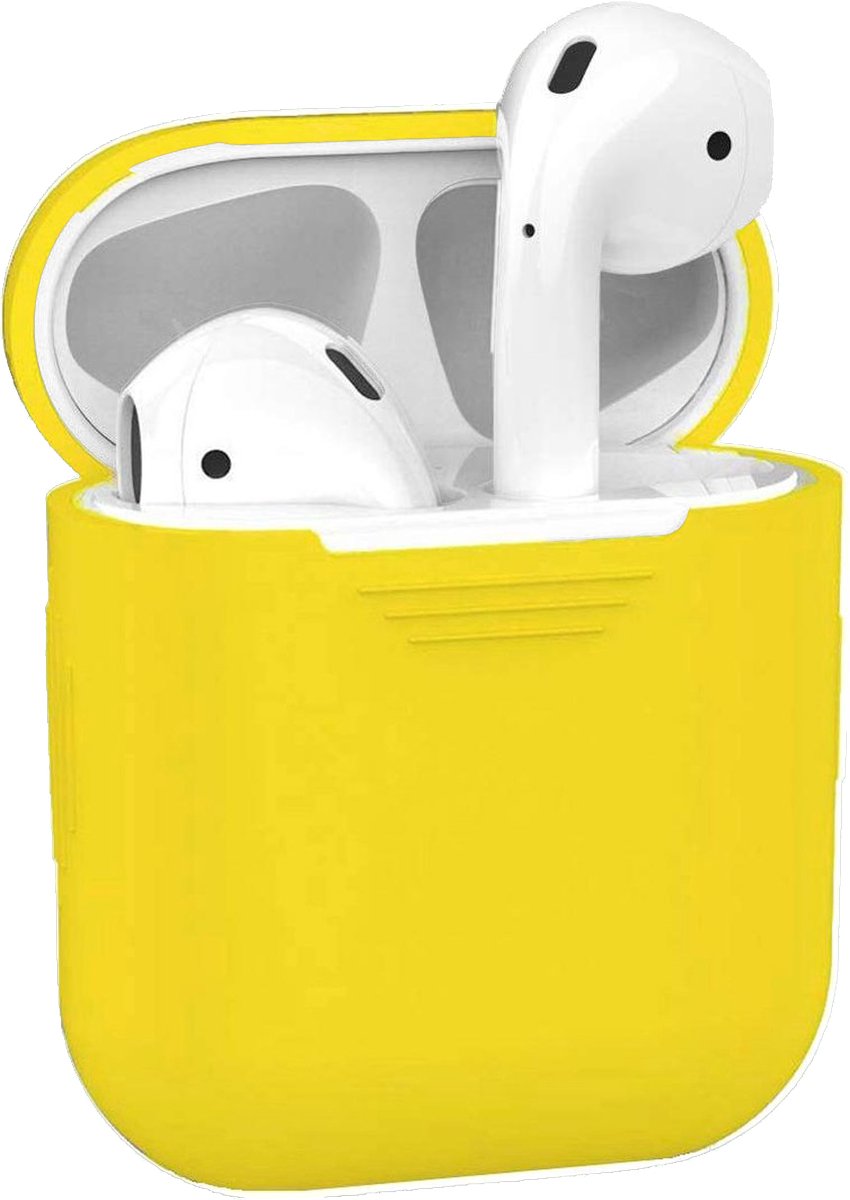 Hoesje voor Apple AirPods 1 en 2 - Geel - Hoesje Siliconen Case Cover Bescherming