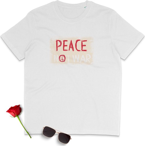 T Shirt Dames - Vrede Geen Oorlog - Korte Mouw - Wit - Maat 3XL