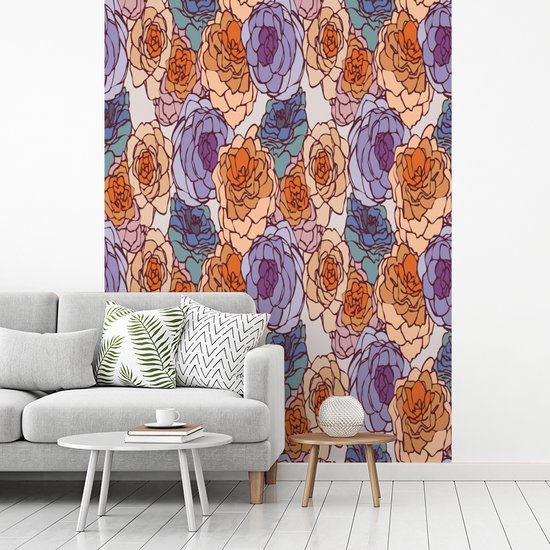 Behang - Fotobehang Patroon - Bloem - Art Nouveau - Breedte 195 cm x hoogte 260 cm